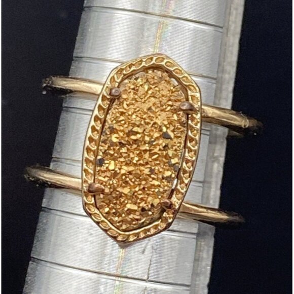 Kendra Scott Elyse Ring Rose Gold Plated Drusy Cage Split Shank Size 6 LOOK READ - Picture 8 of 16